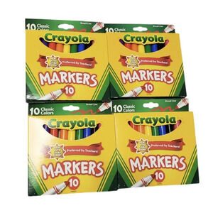 NEW Crayola Broad Line Markers Classic Colors 10 ct. Bundle Of 4 Boxes School